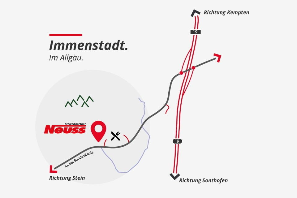 Anfahrt und Lage, Neuss Camping, Bayern, Allgäu, Süddeutschland